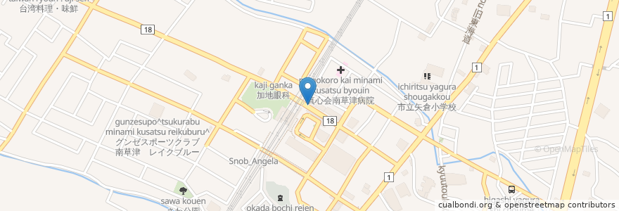 Mapa de ubicacion de 炭火焼八剣伝 en Japan, 滋賀県, 草津市.