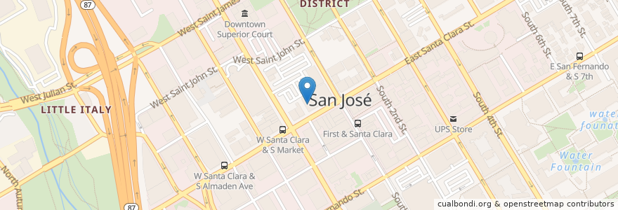 Mapa de ubicacion de Chase en Vereinigte Staaten Von Amerika, Kalifornien, Santa Clara County, San Jose.