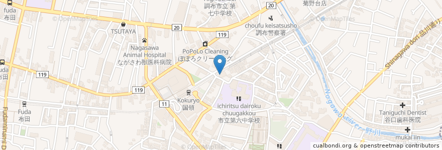 Mapa de ubicacion de 調布市立図書館国領分館トイレ en Япония, Токио, Тёфу.
