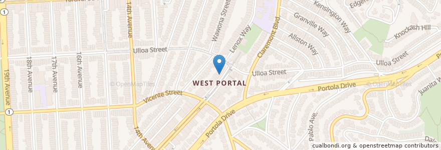 Mapa de ubicacion de West Portal Family Dentistry en 美利坚合众国/美利堅合眾國, 加利福尼亚州/加利福尼亞州, 旧金山市县/三藩市市縣/舊金山市郡, 旧金山.