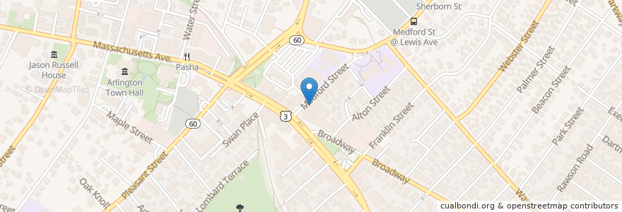 Mapa de ubicacion de Regent Theatre en Amerika Syarikat, Massachusetts, Middlesex County, Arlington.