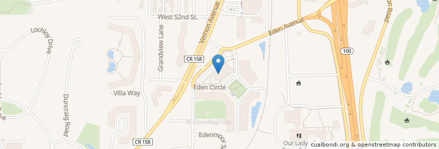 Mapa de ubicacion de Edina Library en アメリカ合衆国, ミネソタ州, Hennepin County, Edina.