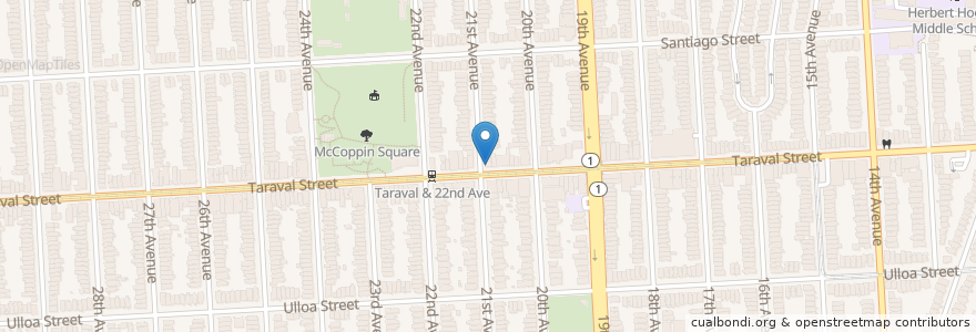 Mapa de ubicacion de New Taraval Cafe en United States, California, San Francisco City And County, San Francisco.