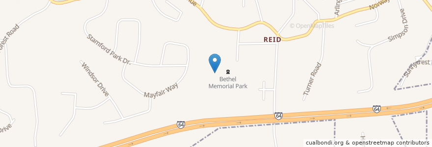 Mapa de ubicacion de Bethel Memorial Park en 미국, 웨스트버지니아, Huntington, Cabell County.