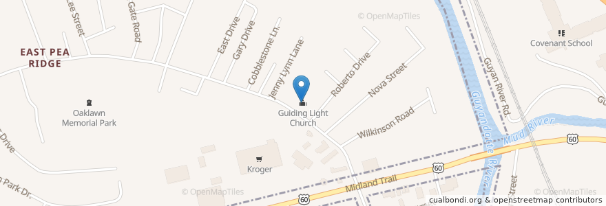 Mapa de ubicacion de Guiding Light Church en United States, West Virginia, Cabell County, Pea Ridge, Barboursville.
