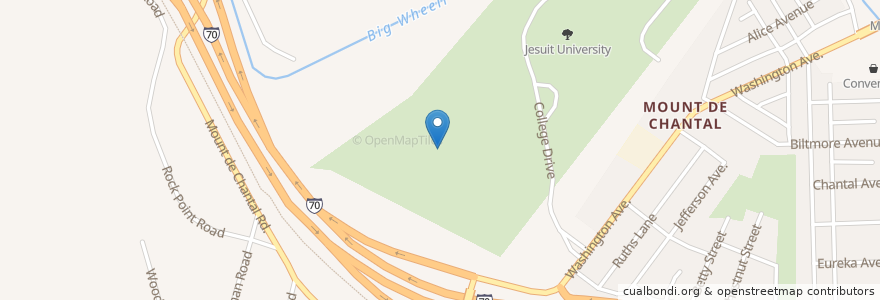 Mapa de ubicacion de Mount de Chantal Academy en ایالات متحده آمریکا, ویرجینیای غربی, Wheeling, Ohio County.