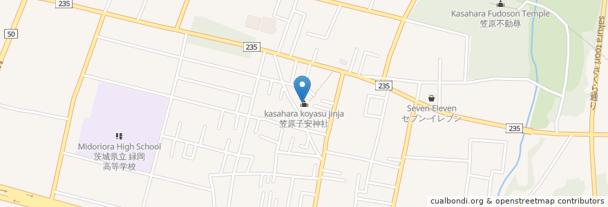Mapa de ubicacion de 笠原子安神社 en 日本, 茨城県, 水戸市.