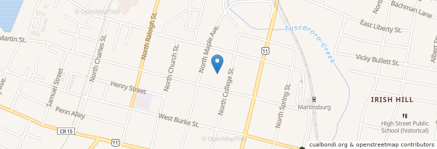 Mapa de ubicacion de Trinity United Methodist Church en ایالات متحده آمریکا, ویرجینیای غربی, Berkeley County, Martinsburg.