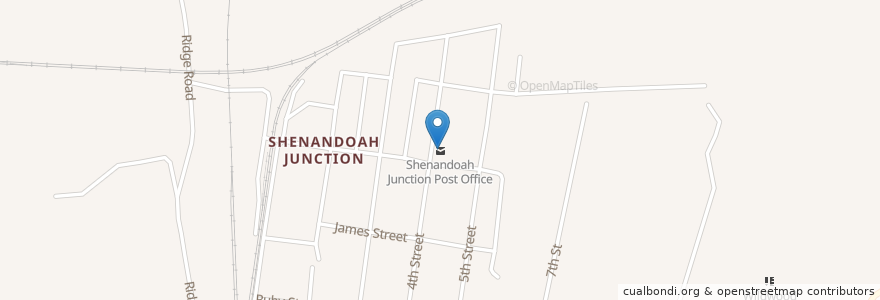 Mapa de ubicacion de Shenandoah Junction Post Office en ایالات متحده آمریکا, ویرجینیای غربی, Jefferson County.