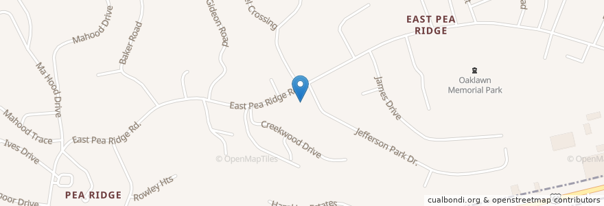 Mapa de ubicacion de Bates Memorial Presbyterian Church en Amerika Birleşik Devletleri, Batı Virjinya, Cabell County, Pea Ridge, Barboursville.