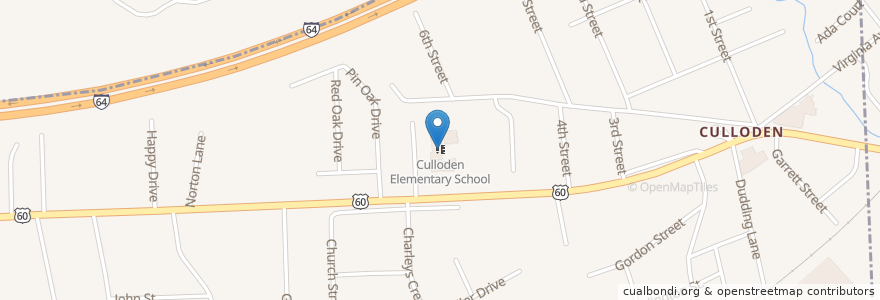 Mapa de ubicacion de Culloden Elementary School en ایالات متحده آمریکا, ویرجینیای غربی, Culloden, Cabell County.