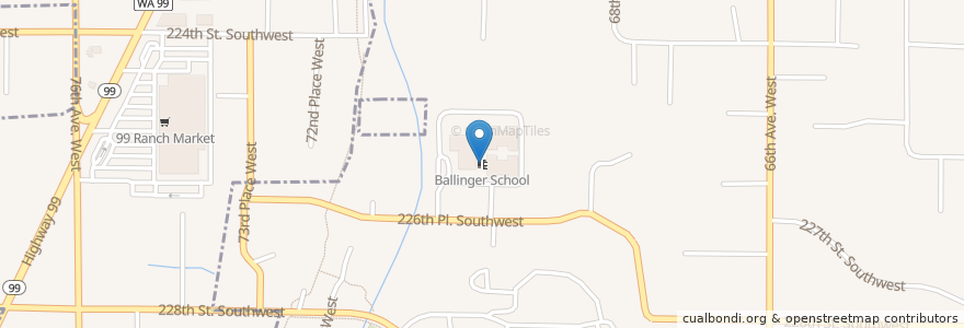 Mapa de ubicacion de Ballinger School en الولايات المتّحدة الأمريكيّة, واشنطن, Snohomish County, Mountlake Terrace.