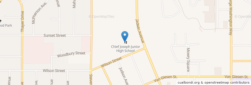 Mapa de ubicacion de Chief Joseph Junior High School en الولايات المتّحدة الأمريكيّة, واشنطن, Benton County, Tri-Cities, Richland.