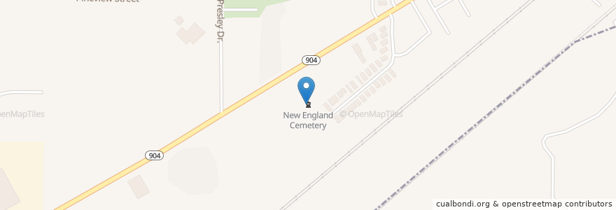 Mapa de ubicacion de New England Cemetery en Estados Unidos De América, Washington, Spokane County, Cheney.