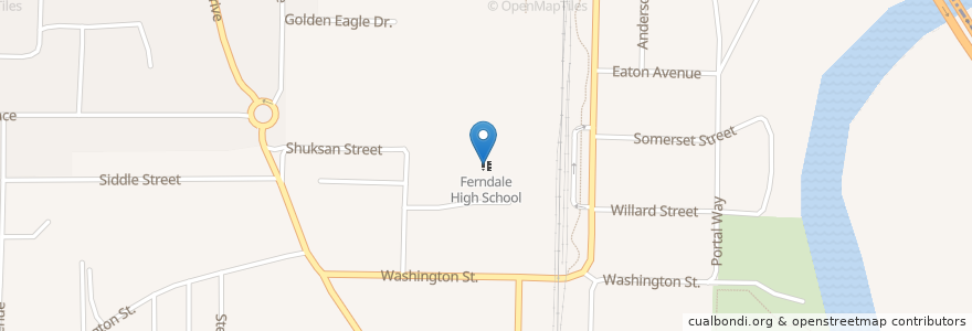 Mapa de ubicacion de Ferndale High School en ایالات متحده آمریکا, واشنگتن, Whatcom County, Ferndale.
