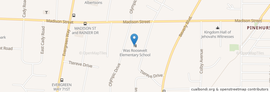 Mapa de ubicacion de Was Roosevelt Elementary School en ایالات متحده آمریکا, واشنگتن, Snohomish County, Everett.
