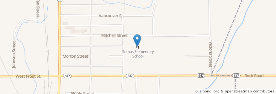 Mapa de ubicacion de Sumas Elementary School en 미국, 워싱턴, Whatcom County, Sumas.