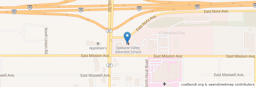 Mapa de ubicacion de Spokane Valley Adventist School en Estados Unidos Da América, Washington, Spokane County, Spokane Valley.