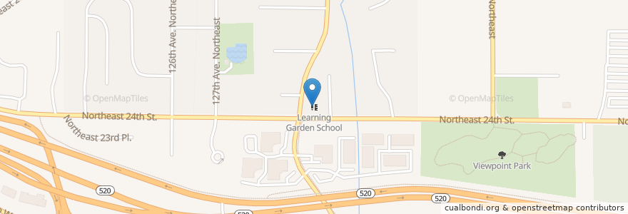 Mapa de ubicacion de Learning Garden School en アメリカ合衆国, ワシントン州, King County, Bellevue.