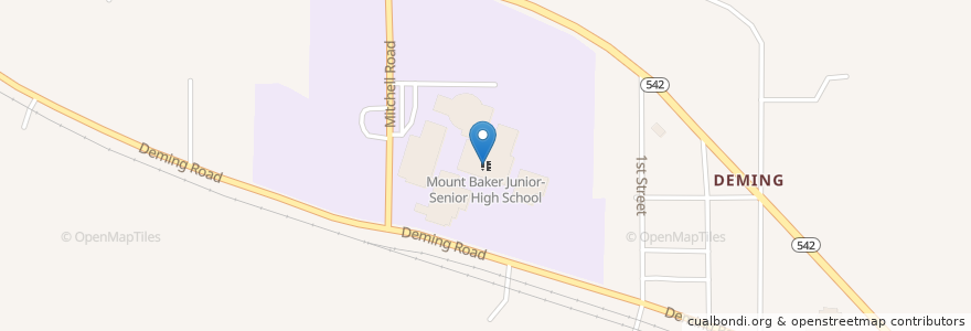 Mapa de ubicacion de Mount Baker Junior-Senior High School en ایالات متحده آمریکا, واشنگتن, Whatcom County, Deming.