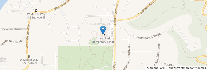 Mapa de ubicacion de Island Park Elementary School en Amerika Birleşik Devletleri, Vaşington, King County, Mercer Island.