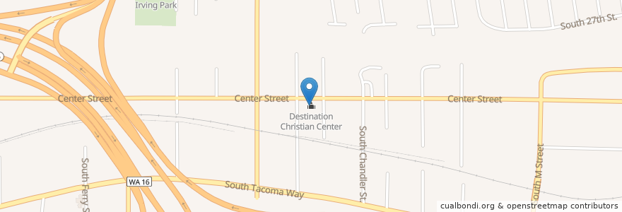 Mapa de ubicacion de Destination Christian Center en الولايات المتّحدة الأمريكيّة, واشنطن, Pierce County, Tacoma.