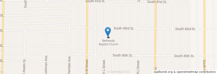 Mapa de ubicacion de Bethesda Baptist Church en Verenigde Staten, Washington, Pierce County, Tacoma.