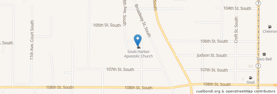 Mapa de ubicacion de Souls Harbor Apostolic Church en Stati Uniti D'America, Washington, Pierce County.