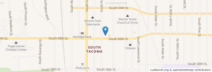 Mapa de ubicacion de South Tacoma Post Office en Stati Uniti D'America, Washington, Pierce County, Tacoma.