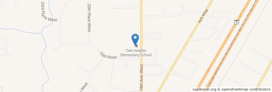 Mapa de ubicacion de Oak Heights Elementary School en Estados Unidos De América, Washington, Snohomish County, Picnic Point-North Lynnwood.