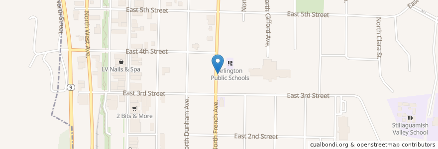 Mapa de ubicacion de Stillaguamish School en United States, Washington, Snohomish County, Arlington.