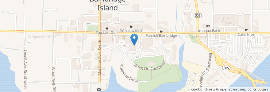 Mapa de ubicacion de Bainbridge Island Post Office en Stati Uniti D'America, Washington, Kitsap County, Bainbridge Island.