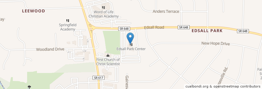 Mapa de ubicacion de Edsall Park Center en États-Unis D'Amérique, Virginie, Fairfax County, Springfield.