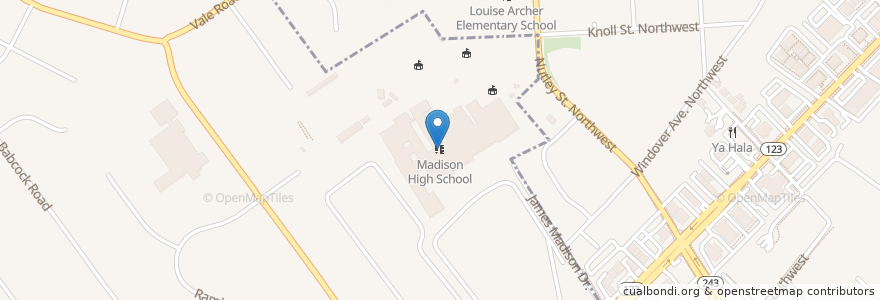 Mapa de ubicacion de Madison High School en アメリカ合衆国, バージニア州, Fairfax County, Oakton.