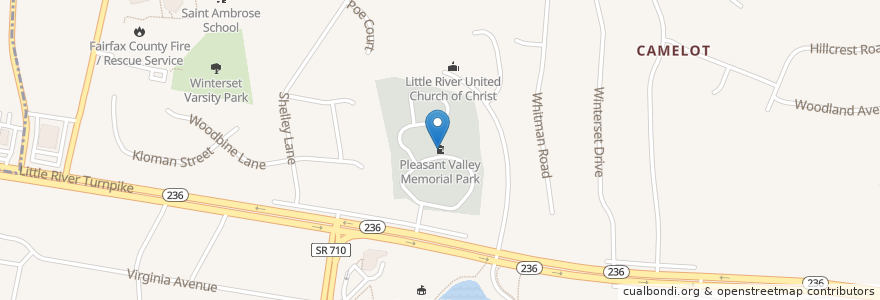 Mapa de ubicacion de Pleasant Valley Memorial Park en États-Unis D'Amérique, Virginie, Fairfax County, Annandale.