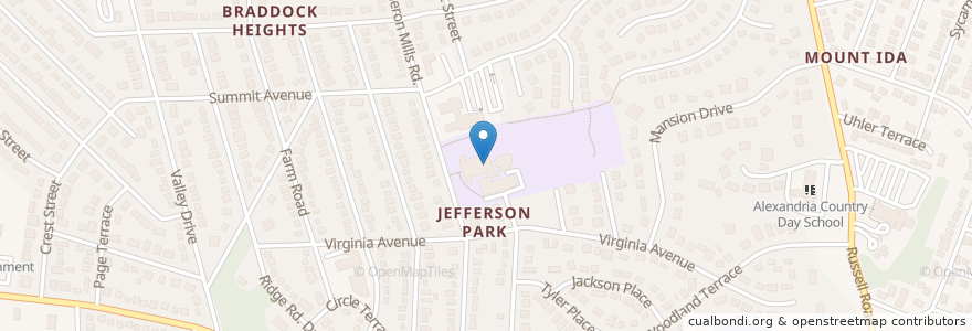 Mapa de ubicacion de George Mason Elementary School en Amerika Birleşik Devletleri, Virjinya, Alexandria.