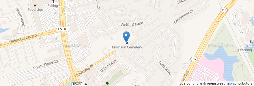 Mapa de ubicacion de Morrison Cemetery en États-Unis D'Amérique, Virginie, Newport News City, Newport News.