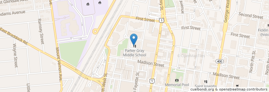 Mapa de ubicacion de Parker Gray Middle School en アメリカ合衆国, バージニア州, Alexandria.