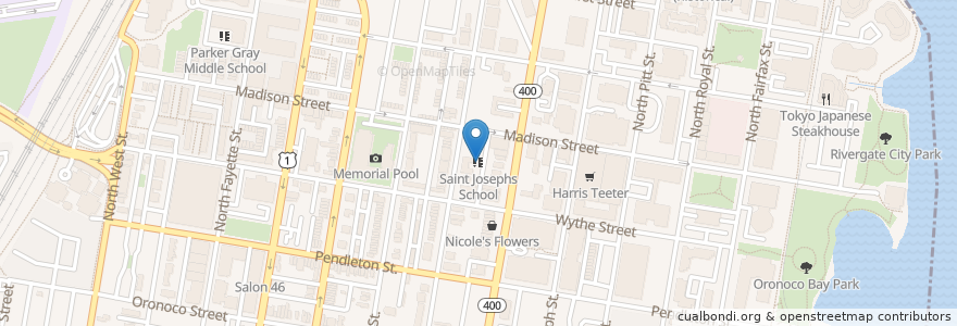 Mapa de ubicacion de Saint Josephs School en Amerika Syarikat, Virginia, Alexandria.