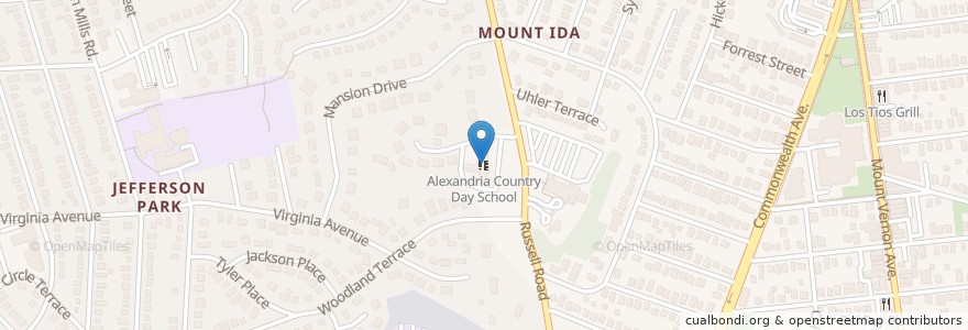 Mapa de ubicacion de Alexandria Country Day School en Stati Uniti D'America, Virginia, Alexandria.