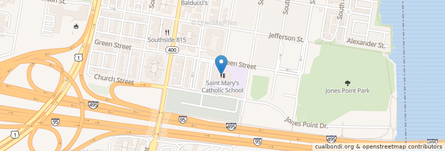 Mapa de ubicacion de Saint Mary's Catholic School en 미국, 버지니아, Alexandria.