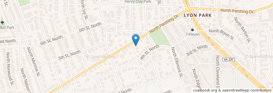 Mapa de ubicacion de Pershing Drive Christian Church en 美利坚合众国/美利堅合眾國, 弗吉尼亚州 / 維吉尼亞州 / 維珍尼亞州, Arlington County, Arlington.