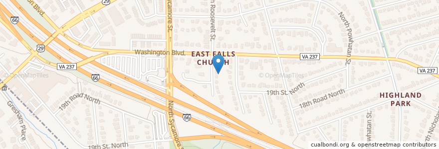 Mapa de ubicacion de Bahai World of Faith Church en アメリカ合衆国, バージニア州, Arlington County, Arlington.