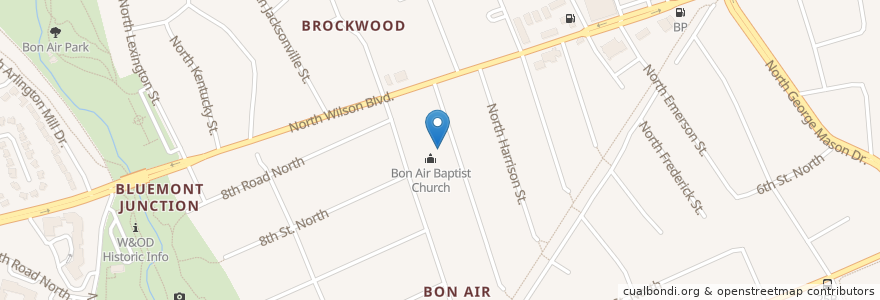 Mapa de ubicacion de Bon Air Baptist Church en United States, Virginia, Arlington County, Arlington.