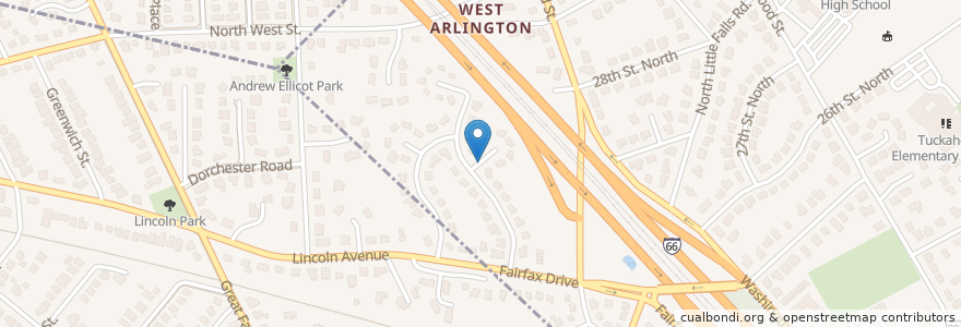 Mapa de ubicacion de Kingdom Hall Jehovahs Witness Church en 미국, 버지니아, Arlington County.