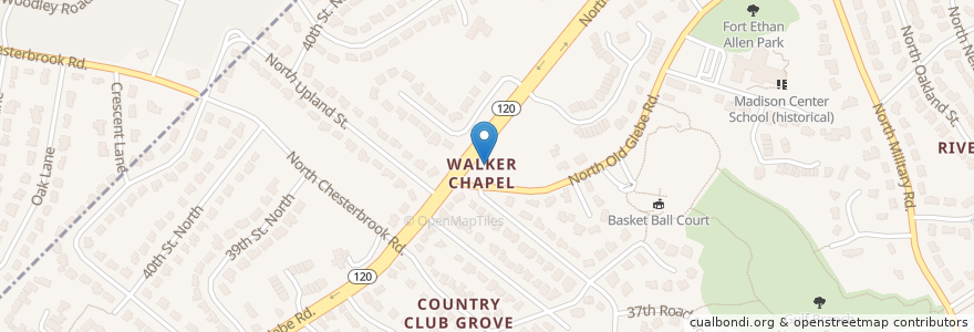 Mapa de ubicacion de Walkers Chapel Methodist Church en États-Unis D'Amérique, Virginie, Arlington County, Arlington.