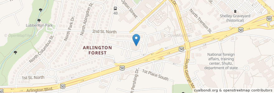 Mapa de ubicacion de Arlington Assembly of God Church en Vereinigte Staaten Von Amerika, Virginia, Arlington County, Arlington.