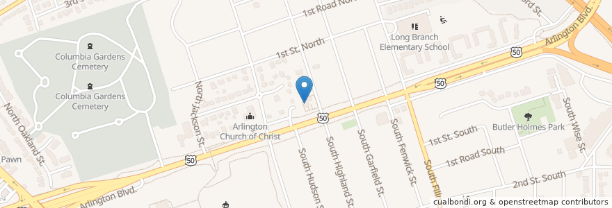 Mapa de ubicacion de Christian Science 2nd Church of Arlington en Estados Unidos De América, Virginia, Arlington County, Arlington.