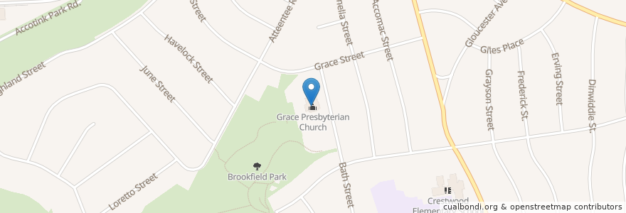 Mapa de ubicacion de Grace Presbyterian Church en 美利坚合众国/美利堅合眾國, 弗吉尼亚州 / 維吉尼亞州 / 維珍尼亞州, Fairfax County, Springfield.