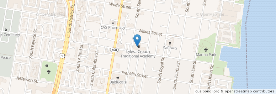 Mapa de ubicacion de Lyles - Crouch Traditional Academy en 美利坚合众国/美利堅合眾國, 弗吉尼亚州 / 維吉尼亞州 / 維珍尼亞州, Alexandria.